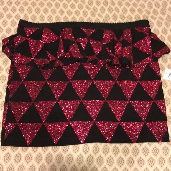 ASOS fun magenta glitter geometric peplum skirt - Picture 2 of 3